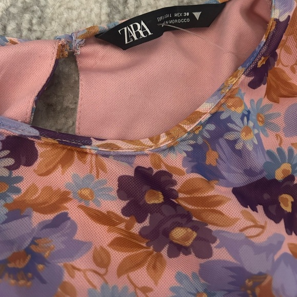 ZARA ruched floral mini dress - Picture 4 of 6